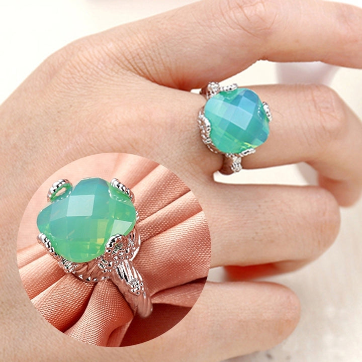 Green Opal Women Wedding Party Jewelry Silver Plated Ring Size 6/7/8/9/10 Image 6