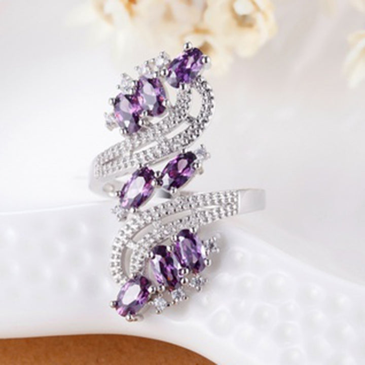 Women Fashion Cubic Zirconia Wedding Banquet Party Ring Jewelry Charm Gift Image 2