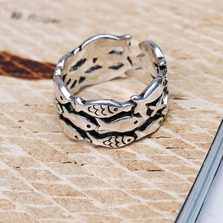 Creative Lovely Fish Silver Plated Opening Finger Ring Womens Jewelry Gift Image 4