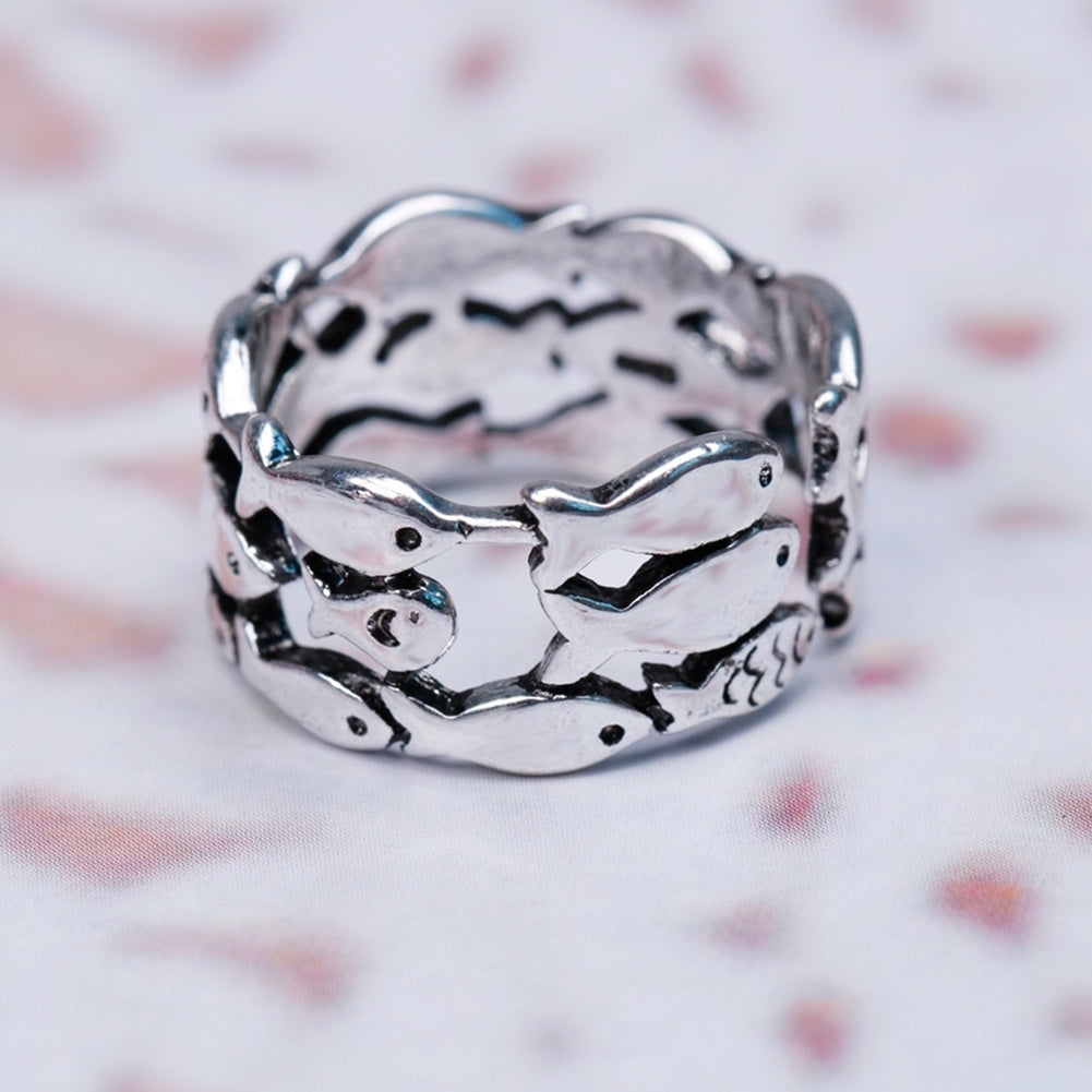 Creative Lovely Fish Silver Plated Opening Finger Ring Womens Jewelry Gift Image 6