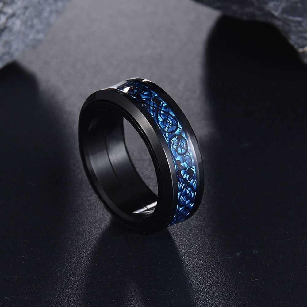 Dragon Rotating Double Layer Stainless Steel Ring Men Punk Finger Jewelry Gift Image 2