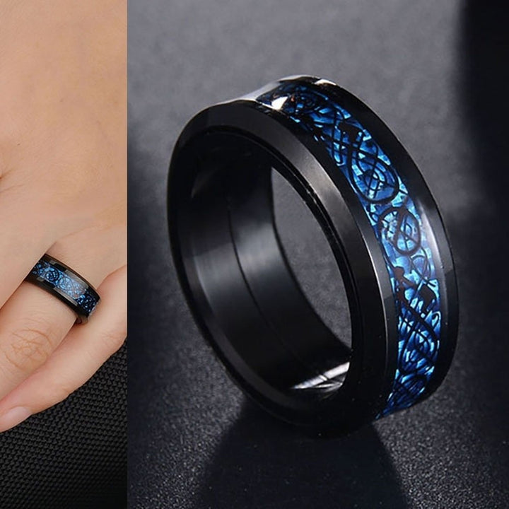 Dragon Rotating Double Layer Stainless Steel Ring Men Punk Finger Jewelry Gift Image 6