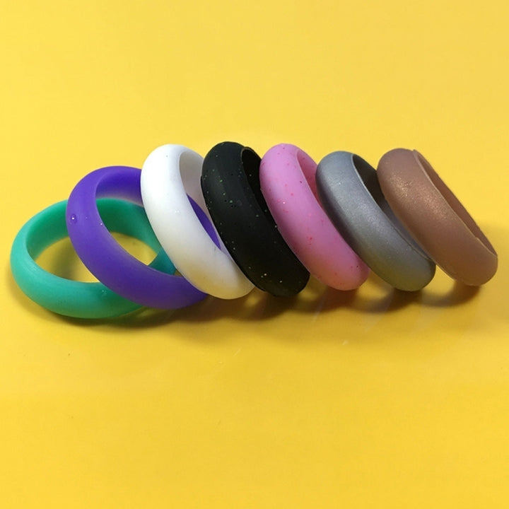 7Pcs Multi Color Fashion Silicone Finger Ring Couple Lover Jewelry Gift Image 8