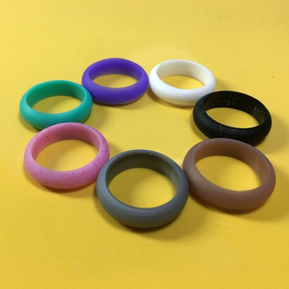 7Pcs Multi Color Fashion Silicone Finger Ring Couple Lover Jewelry Gift Image 9