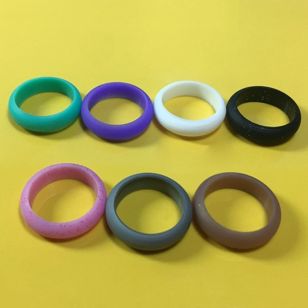 7Pcs Multi Color Fashion Silicone Finger Ring Couple Lover Jewelry Gift Image 10