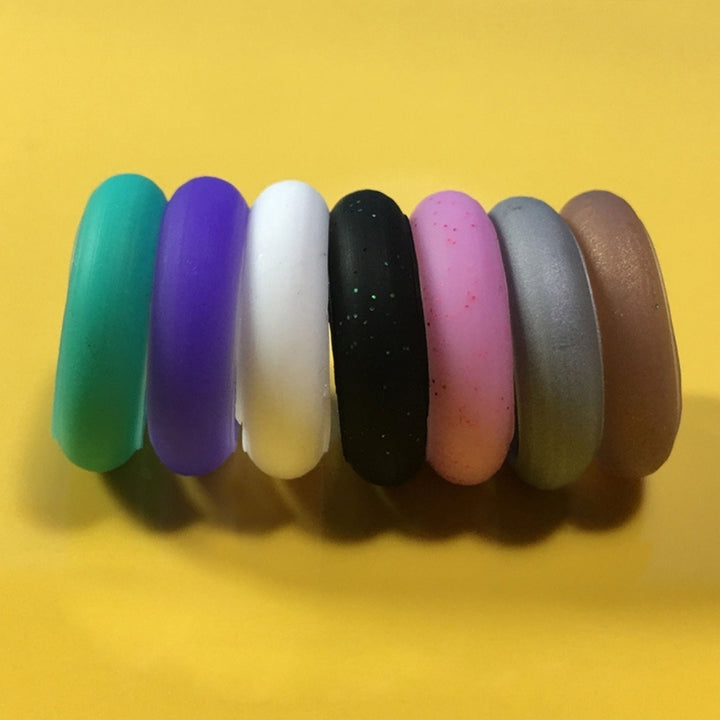 7Pcs Multi Color Fashion Silicone Finger Ring Couple Lover Jewelry Gift Image 11