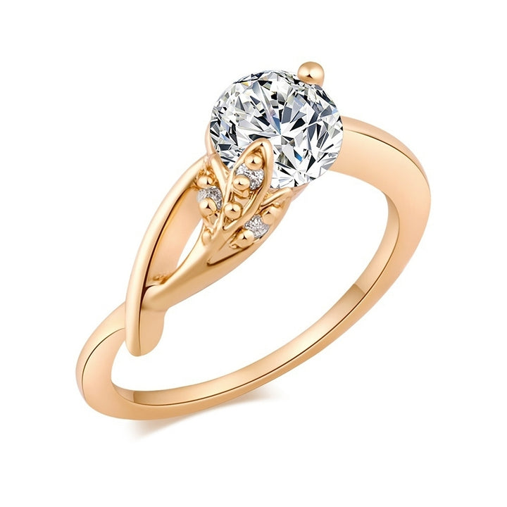 Elegant CZ Ring Gold Plated Flower Shape Cubic Zirconia Jewelry for Women Image 1