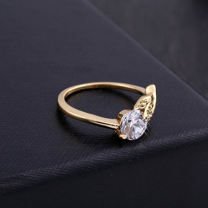 Elegant CZ Ring Gold Plated Flower Shape Cubic Zirconia Jewelry for Women Image 3