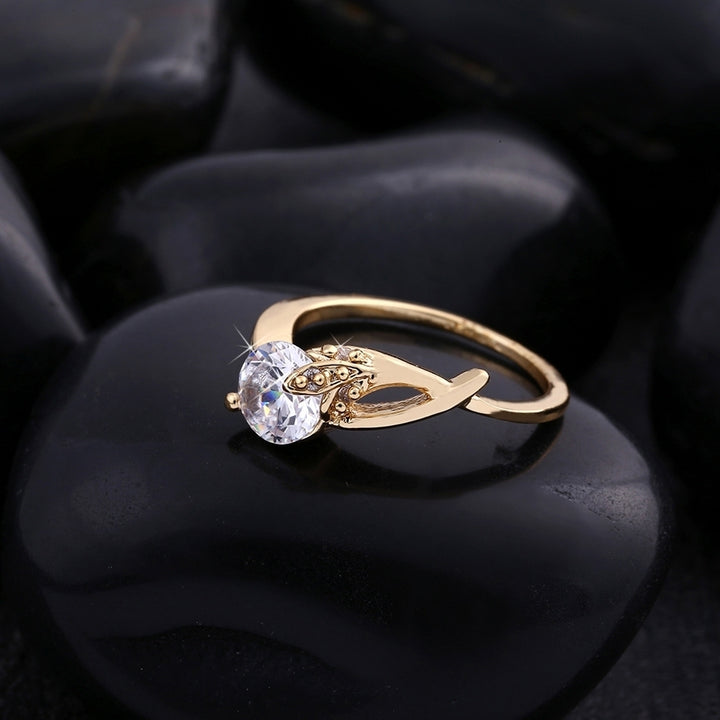 Elegant CZ Ring Gold Plated Flower Shape Cubic Zirconia Jewelry for Women Image 4