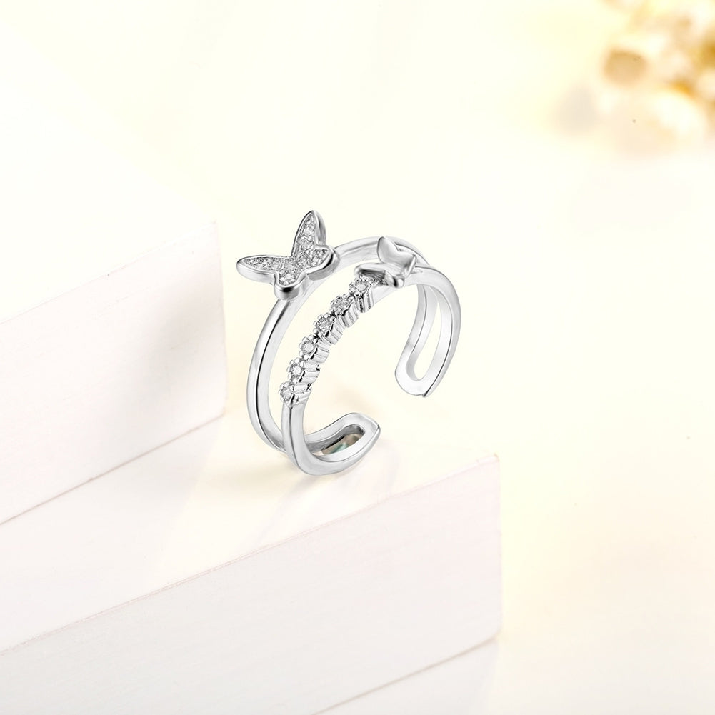 Fashion Lady Sweet Butterfly Charm Adjustable Open Ring Finger Jewelry Xmas Gift Image 2