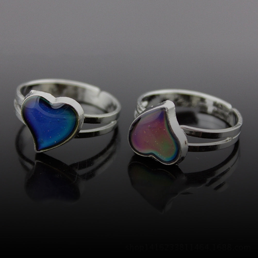 Unisex Fashion Heart Shape Color Changeable Mood Jewelry Lovers Couple Ring Image 1