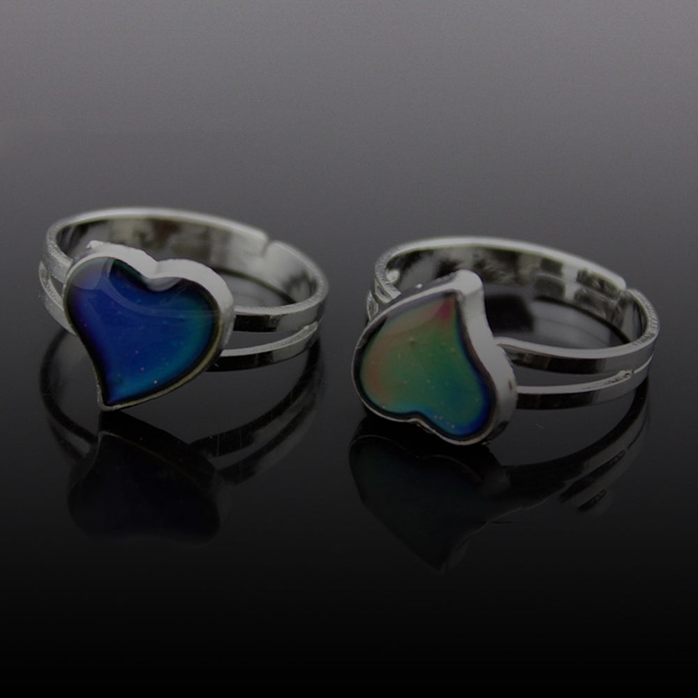 Unisex Fashion Heart Shape Color Changeable Mood Jewelry Lovers Couple Ring Image 2