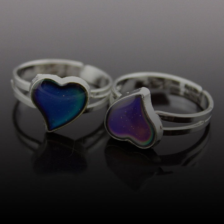 Unisex Fashion Heart Shape Color Changeable Mood Jewelry Lovers Couple Ring Image 3