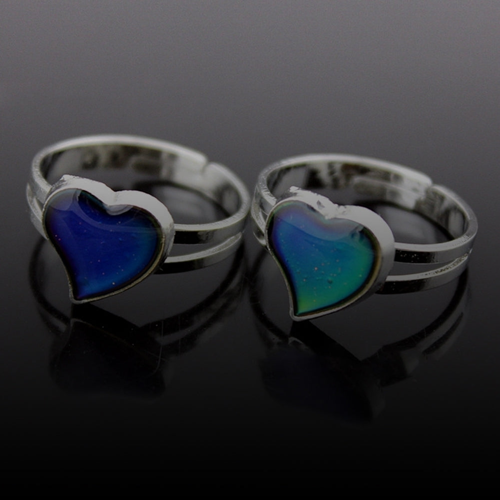 Unisex Fashion Heart Shape Color Changeable Mood Jewelry Lovers Couple Ring Image 4