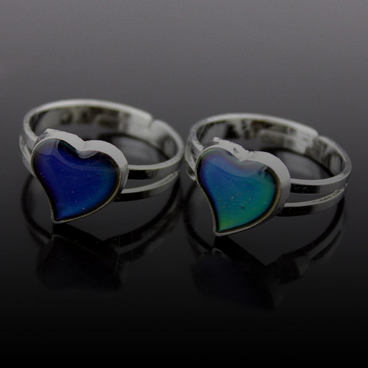 Unisex Fashion Heart Shape Color Changeable Mood Jewelry Lovers Couple Ring Image 4