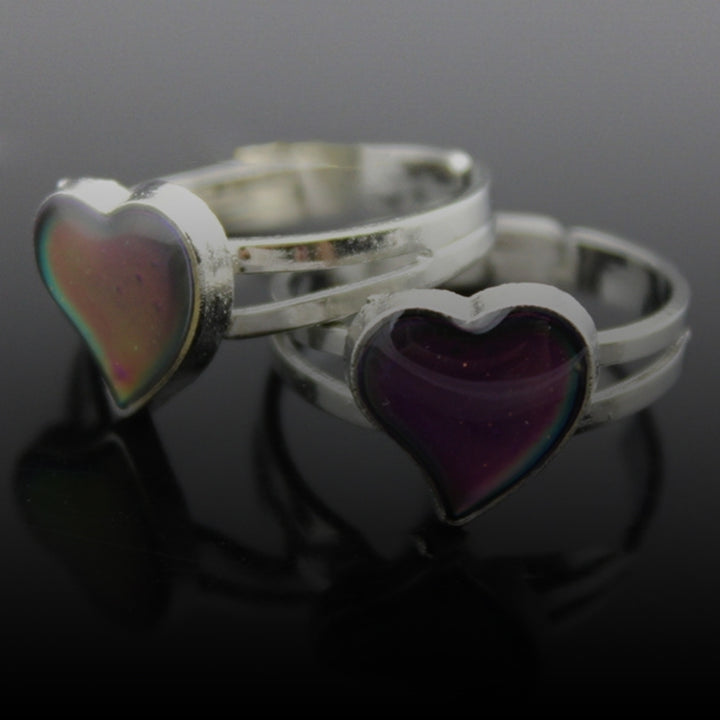 Unisex Fashion Heart Shape Color Changeable Mood Jewelry Lovers Couple Ring Image 4