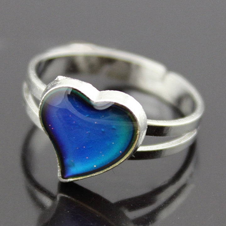 Unisex Fashion Heart Shape Color Changeable Mood Jewelry Lovers Couple Ring Image 6