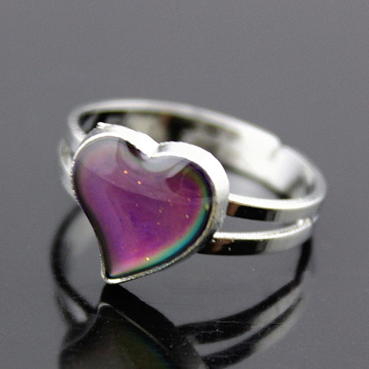 Unisex Fashion Heart Shape Color Changeable Mood Jewelry Lovers Couple Ring Image 7