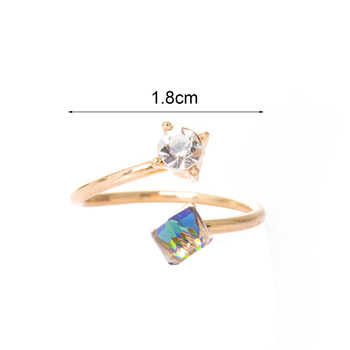 Ring Fade Resistant Multicolor Rhinestone Alloy Adjustable Finger Rings for Engagement Image 4