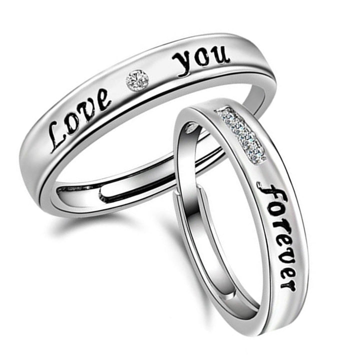 Love You Forever Rhinestone Lover Couple Promise Finger Ring Set Jewelry Gift Image 4