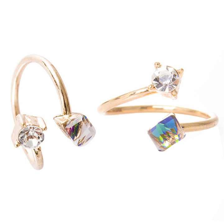 Ring Fade Resistant Multicolor Rhinestone Alloy Adjustable Finger Rings for Engagement Image 7