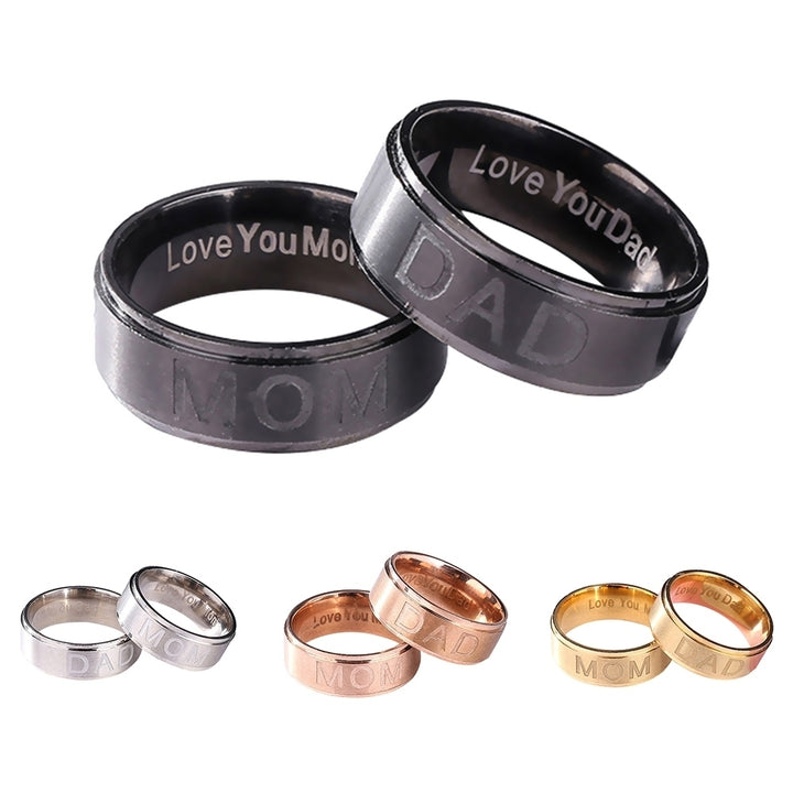 Fashion Mom Dad Stainless Steel Carving Ring Gift Party Wedding Cocktail Jewelry Image 1