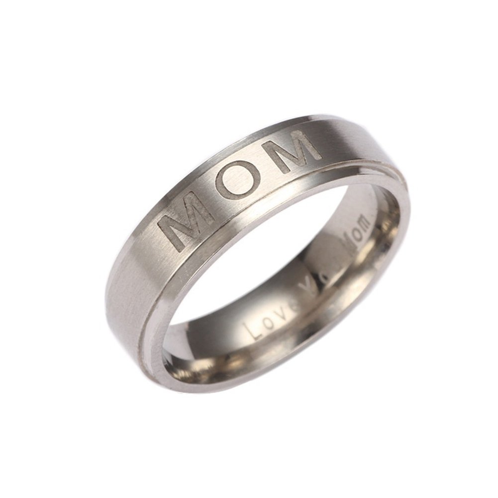 Fashion Mom Dad Stainless Steel Carving Ring Gift Party Wedding Cocktail Jewelry Image 4