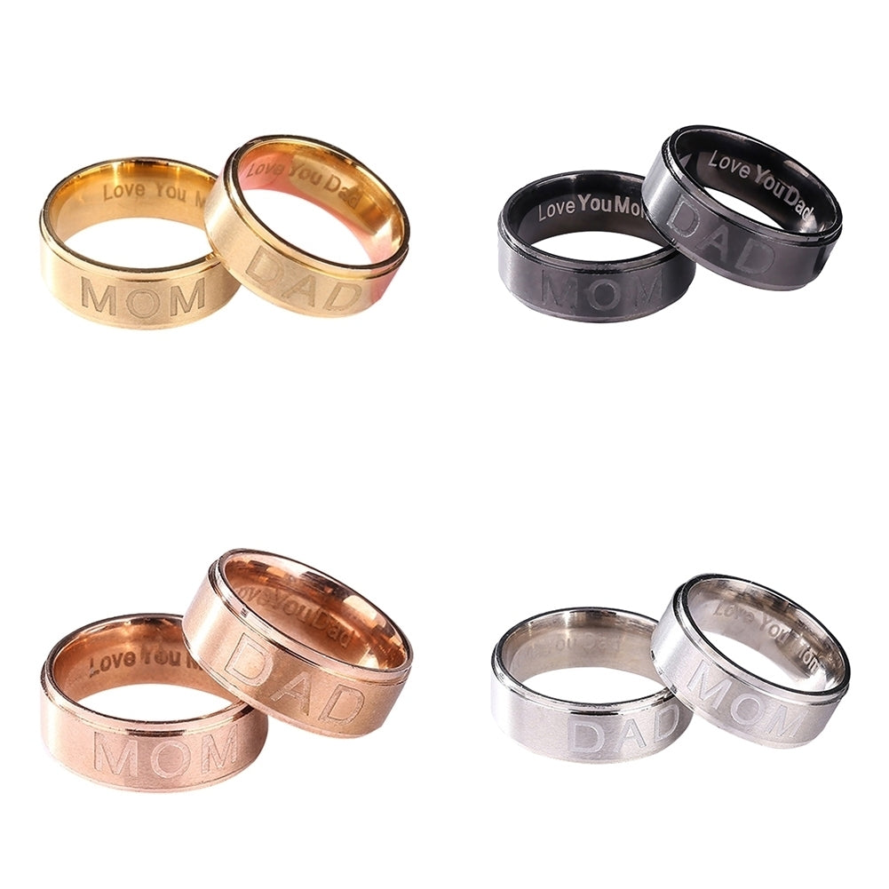 Fashion Mom Dad Stainless Steel Carving Ring Gift Party Wedding Cocktail Jewelry Image 6