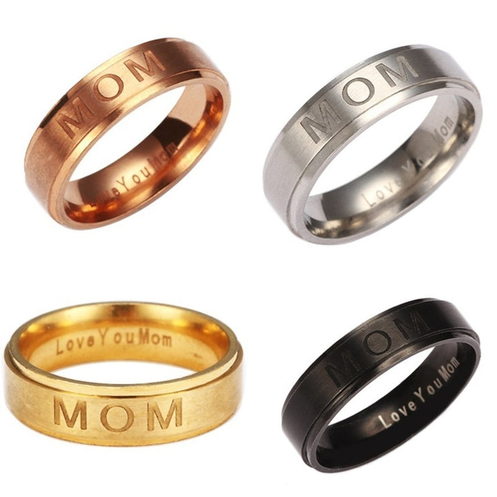 Fashion Mom Dad Stainless Steel Carving Ring Gift Party Wedding Cocktail Jewelry Image 7