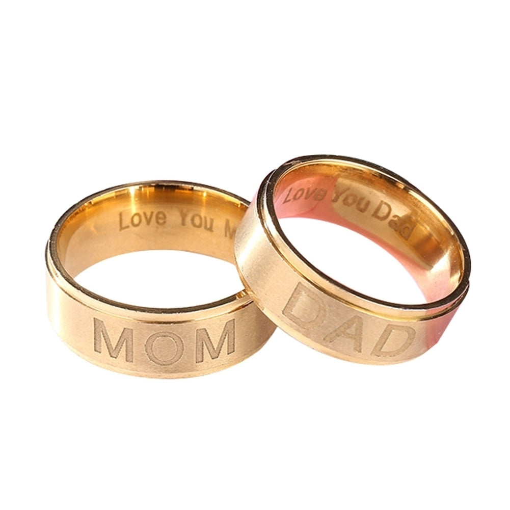 Fashion Mom Dad Stainless Steel Carving Ring Gift Party Wedding Cocktail Jewelry Image 9