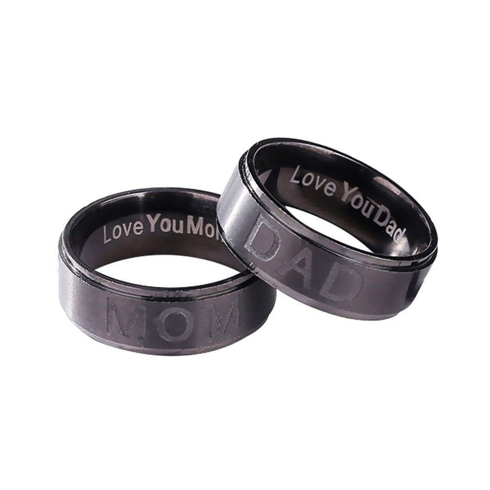 Fashion Mom Dad Stainless Steel Carving Ring Gift Party Wedding Cocktail Jewelry Image 12