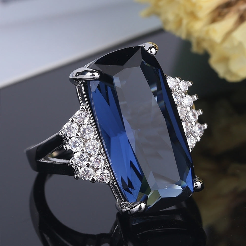 Elegant Wedding Bridal Party Accessory Women Oblong Zircon Inlaid Ring Jewelry Image 2