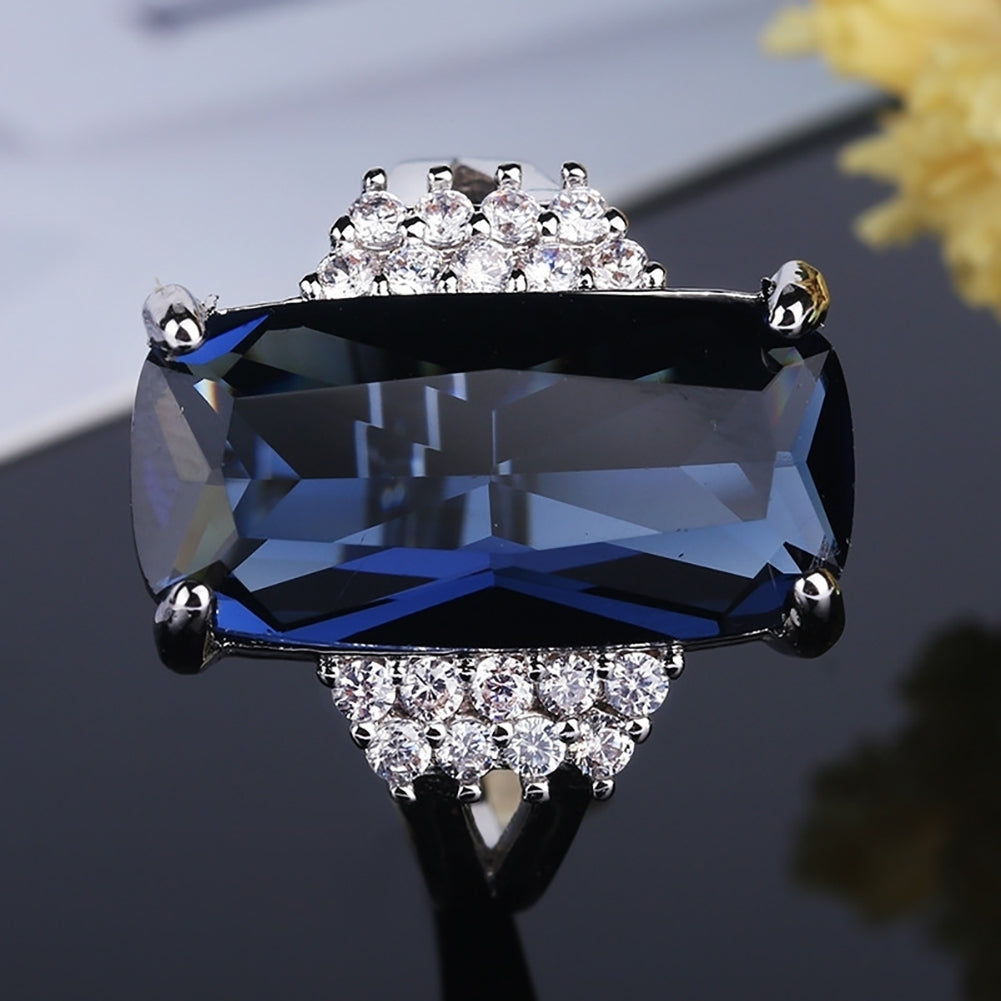 Elegant Wedding Bridal Party Accessory Women Oblong Zircon Inlaid Ring Jewelry Image 3