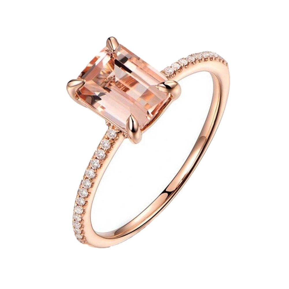 2Pcs Exquisite Rose Gold Rings Anniversary Women Jewelry Birthday Party Gift Image 4