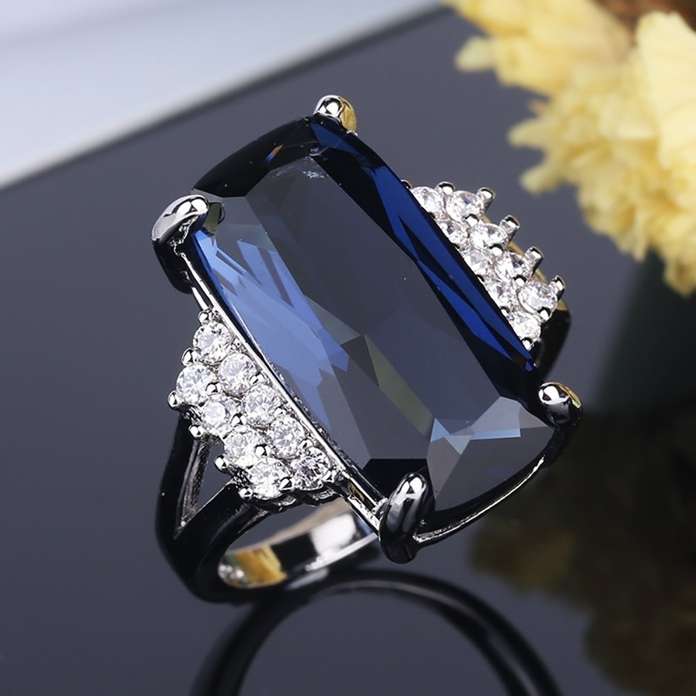 Elegant Wedding Bridal Party Accessory Women Oblong Zircon Inlaid Ring Jewelry Image 4