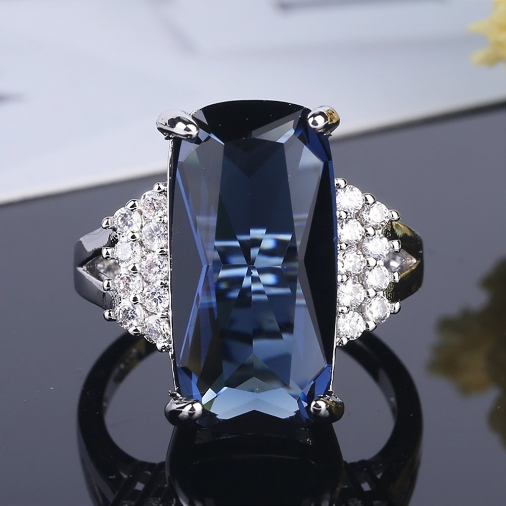 Elegant Wedding Bridal Party Accessory Women Oblong Zircon Inlaid Ring Jewelry Image 4