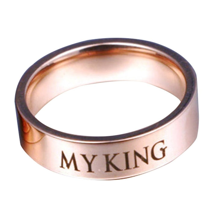 Fashion Letters Charm Couple Ring MY KING MY QUEEN Wedding Band Jewelry Gift Image 8