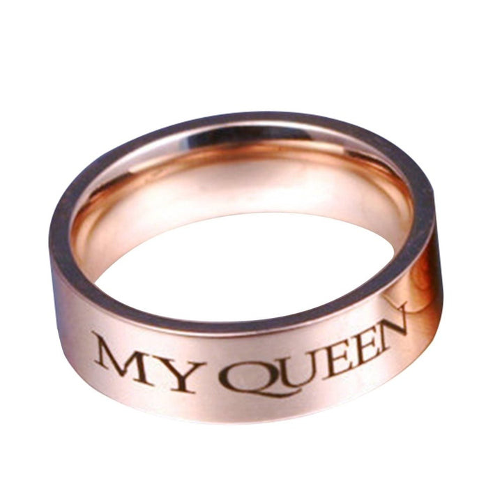 Fashion Letters Charm Couple Ring MY KING MY QUEEN Wedding Band Jewelry Gift Image 9