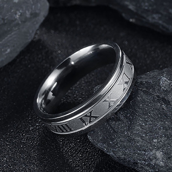 Punk Ring Creative Unisex Titanium Steel Roman Numerals Ring for Party Gift Daily Life Image 3