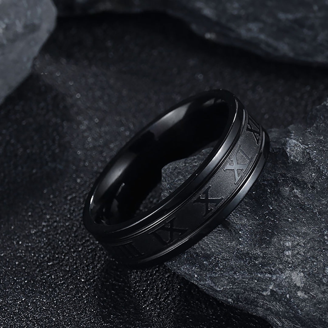 Punk Ring Creative Unisex Titanium Steel Roman Numerals Ring for Party Gift Daily Life Image 4