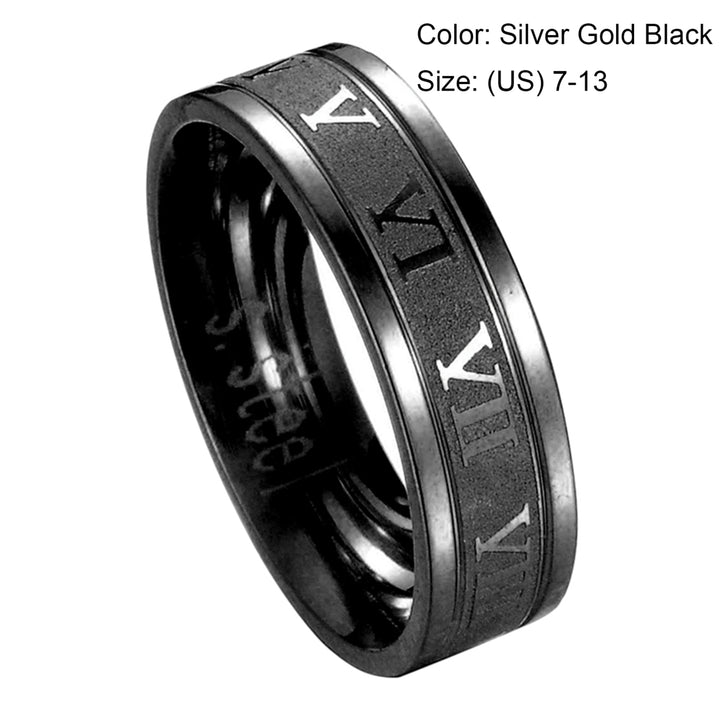 Punk Ring Creative Unisex Titanium Steel Roman Numerals Ring for Party Gift Daily Life Image 10