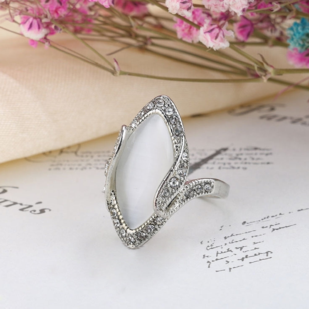 Fashion Women Marquise Cut Artificial Stone Shiny Rhinestone Finger Ring Jewelry Image 6