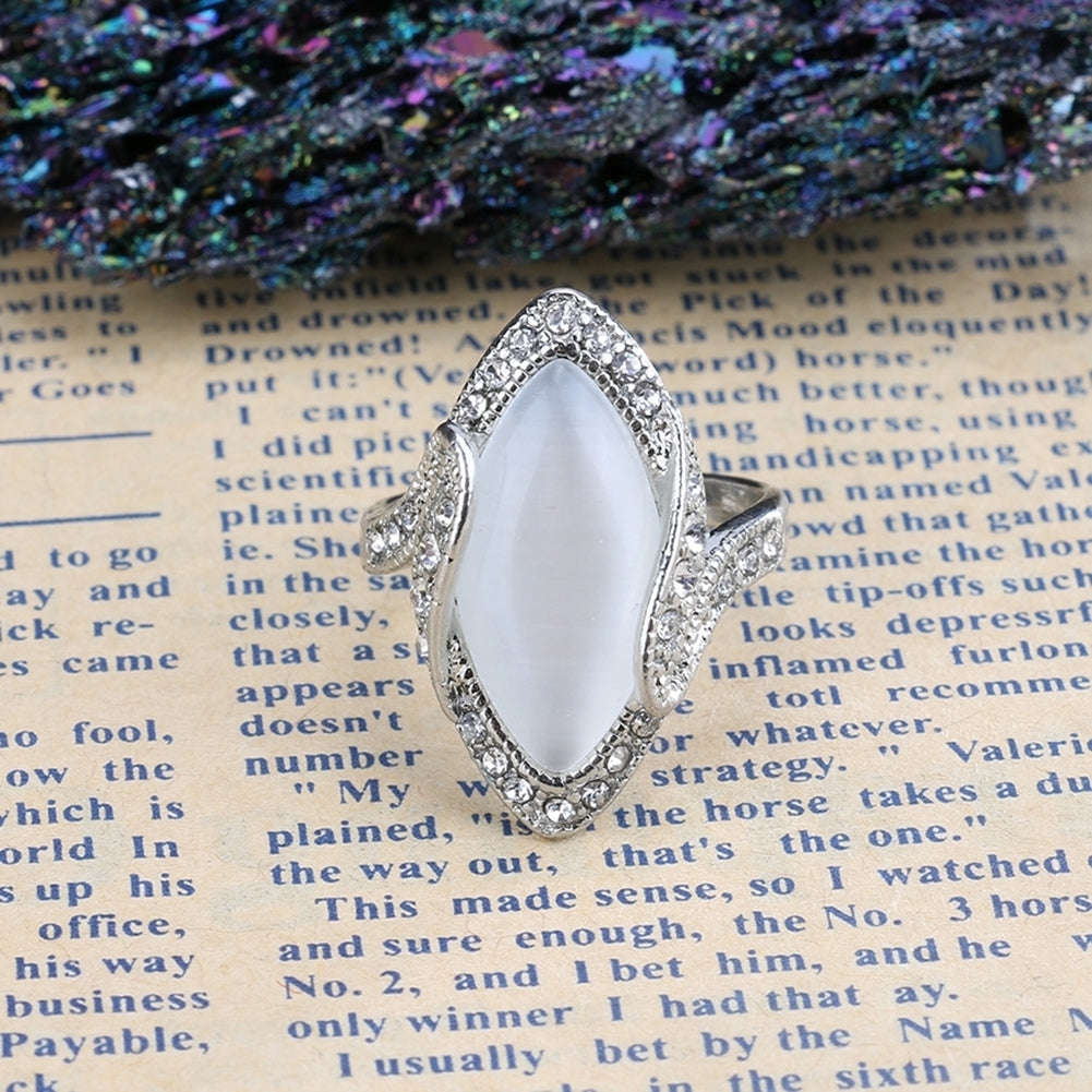 Fashion Women Marquise Cut Artificial Stone Shiny Rhinestone Finger Ring Jewelry Image 7