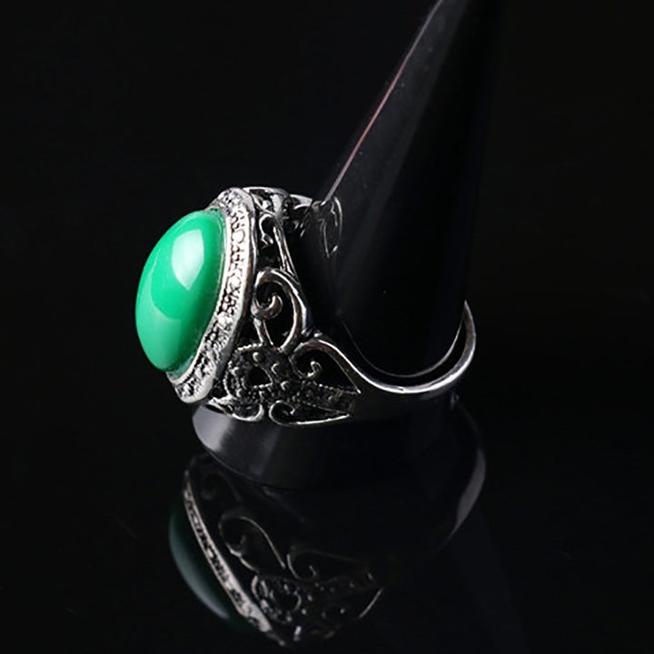 Elegant Inlaid Simulated Agate Finger Ring Hollow Party Women Jewelry Gift Image 4