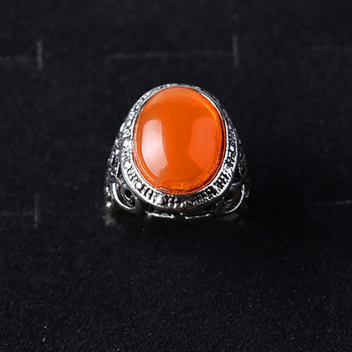 Elegant Inlaid Simulated Agate Finger Ring Hollow Party Women Jewelry Gift Image 6