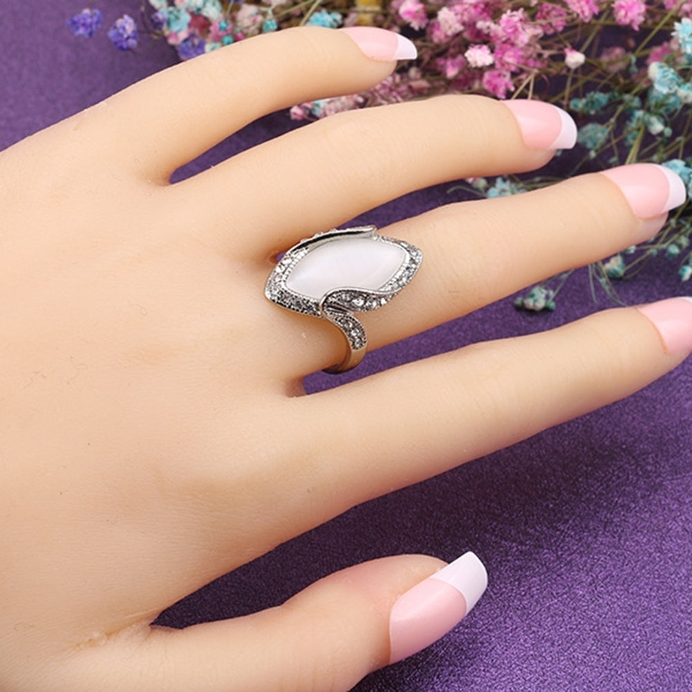 Fashion Women Marquise Cut Artificial Stone Shiny Rhinestone Finger Ring Jewelry Image 10