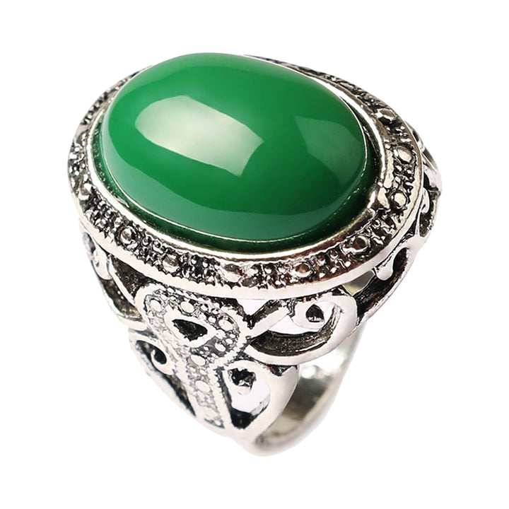 Elegant Inlaid Simulated Agate Finger Ring Hollow Party Women Jewelry Gift Image 1