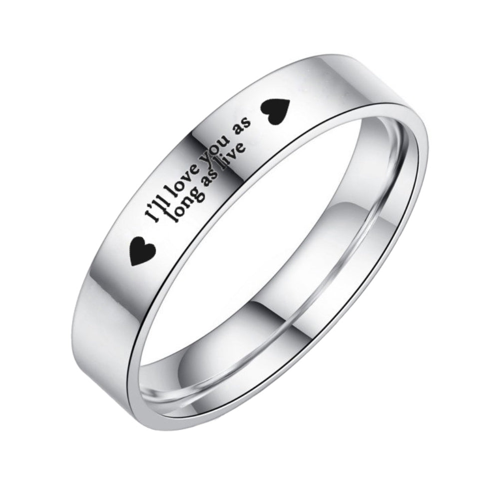 I Will Love You As Long As Live Titanium Steel Couple Ring Wedding Jewelry Gift Image 3