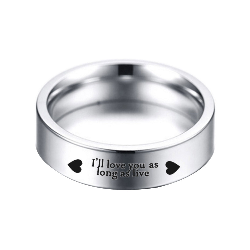 I Will Love You As Long As Live Titanium Steel Couple Ring Wedding Jewelry Gift Image 4
