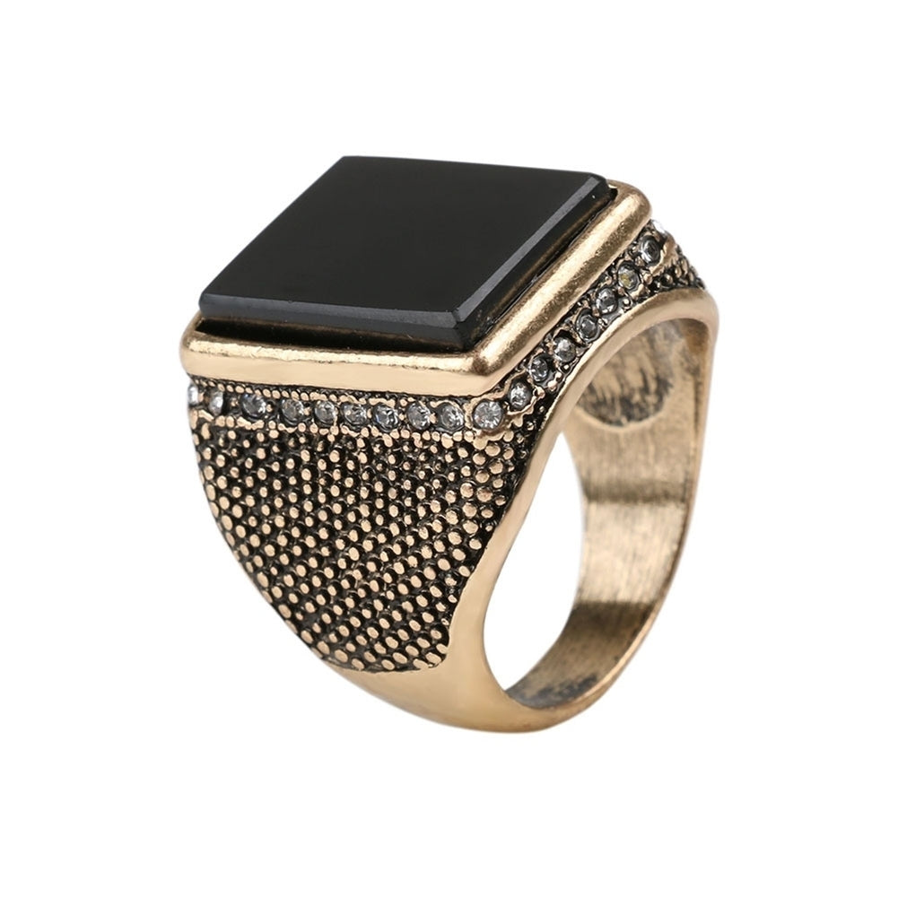 Luxury Middle East Large Square Rhinestone Men Finger Ring Jewelry Decor Gift Image 3